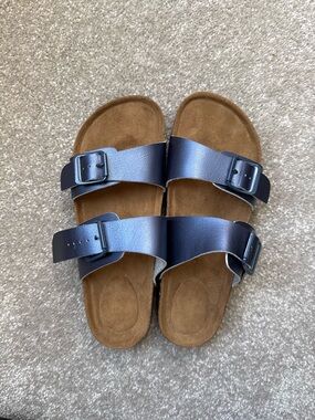 Women’s Double Buckle Cork/Leather Sandals